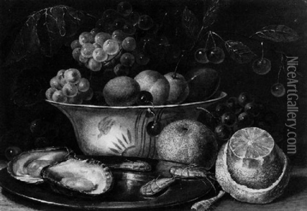 Stilleben Mit Fruchten, Krabben Und Austern Oil Painting - Cornelis De Heem
