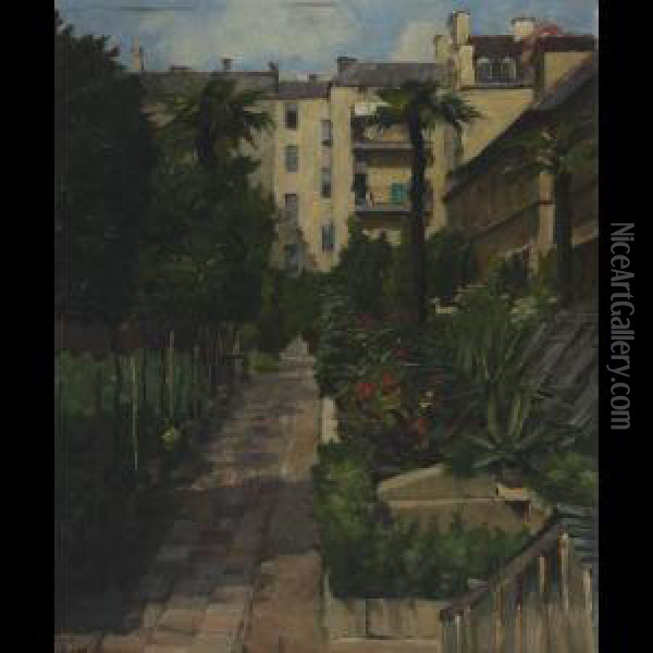 Courtyard Scene Oil Painting - Charles Guy Vetter