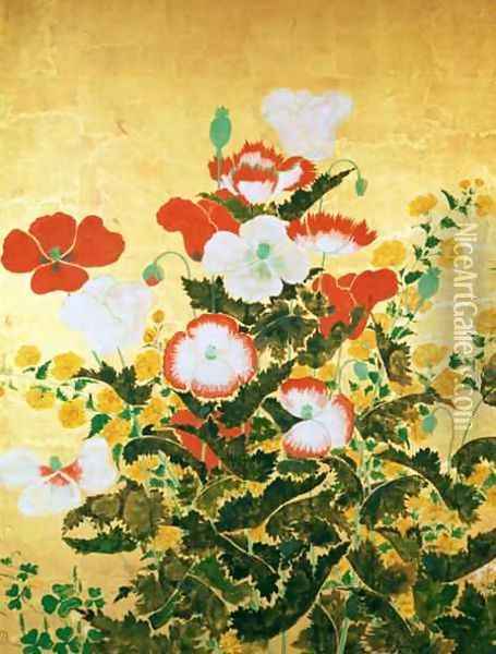 Flowers of the Seasons 2 Oil Painting - Nakamura Hochu