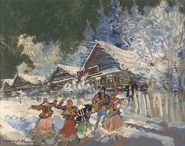 Dancers in the snow Oil Painting - Konstantin Alexeievitch Korovin