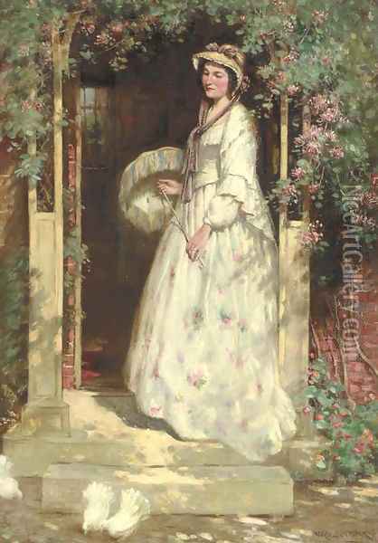 Portrait of Mrs. Nellie Williams, the artist's wife Oil Painting - William Kay Blacklock