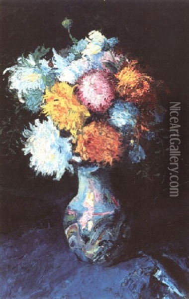 Chrysanthemenstraus Oil Painting - Robert Pajer-Gartegen