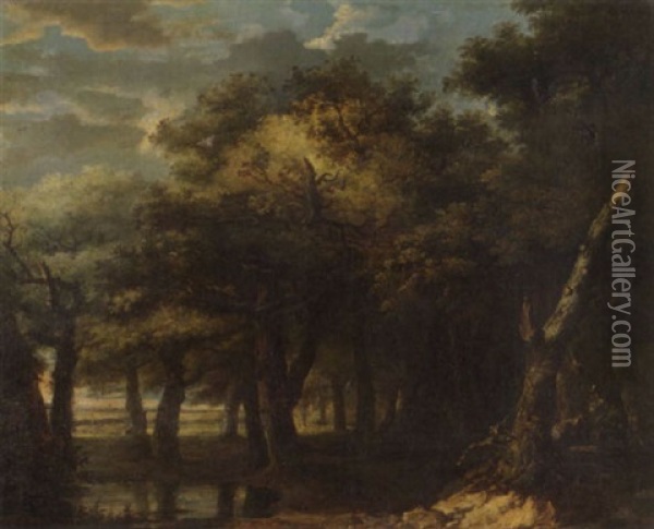Waldlandschaft Mit Kleinem Teich Oil Painting - Jean Philippe Sarazin