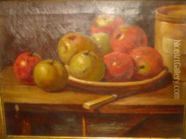 Still Life With Apples Oil Painting - William Fitz