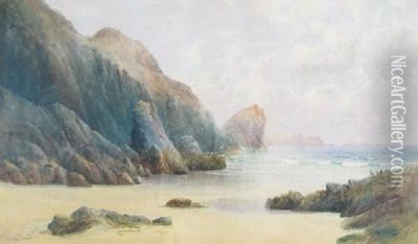 Views Of The Cornish Coast Oil Painting - William Casley