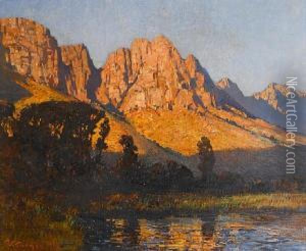 The Drakensberg Oil Painting - Robert Gwelo Goodman