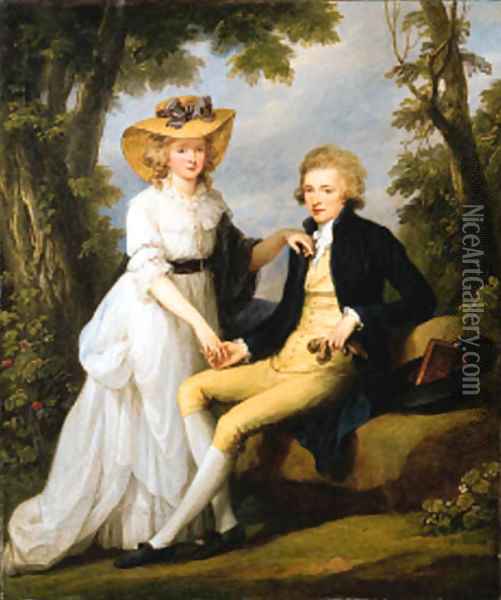 Portrait of Robert Stearne Tighe (1760-1835) of Mitchellstown, co. Westmeath, Ireland, and his wife Catherine Oil Painting - Angelica Kauffmann