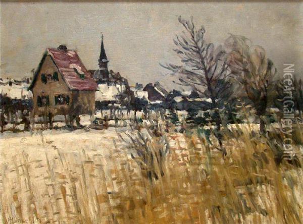 Rahnsdorf Im Winter Oil Painting - Johannes Hansch