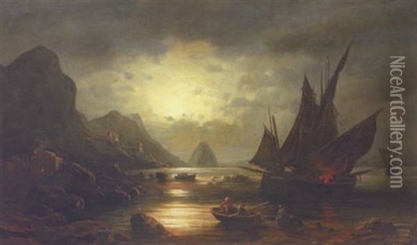 Mondnacht Auf Capri Oil Painting - Tobias Andreae