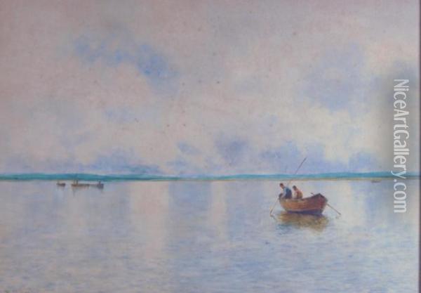 Fishermen In An Estuary Oil Painting - Archibald David Reid