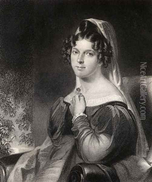 Felicia Dorothea Hemans, engraved by W.Holl, from 'The National Portrait Gallery, Volume 1, published c.1820 Oil Painting - William Edward West