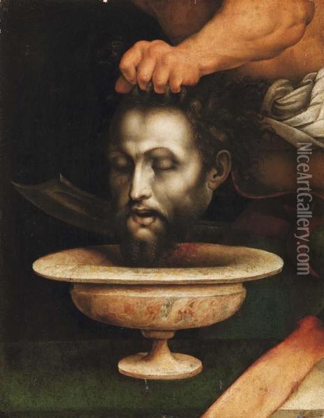 Testa Di San Giovanni Battista Oil Painting - Cesare da Sesto