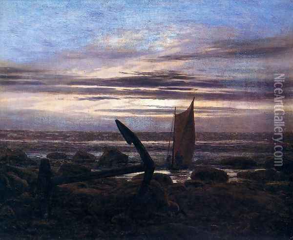 Evening on the Baltic Sea Oil Painting - Caspar David Friedrich