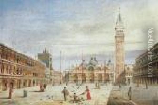 St Mark Square In Venice Oil Painting - Giovanni Grubacs