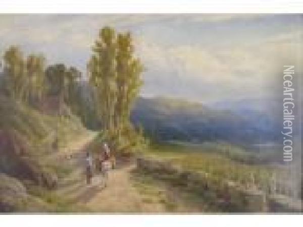 Extensivelandscape Across A Valley Oil Painting - John MacWhirter