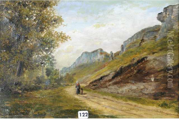 La Promenade Sous Les Rochers Oil Painting - Clovis Frederick Terraire