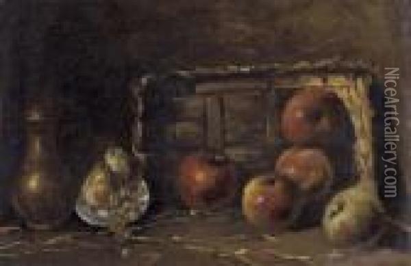 Stillleben Mit Apfeln, Birnen Und Trauben Oil Painting - Giovanni Segantini