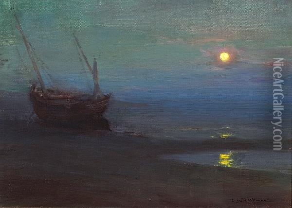 Tide-swept Boat Oil Painting - Charles John Dickman