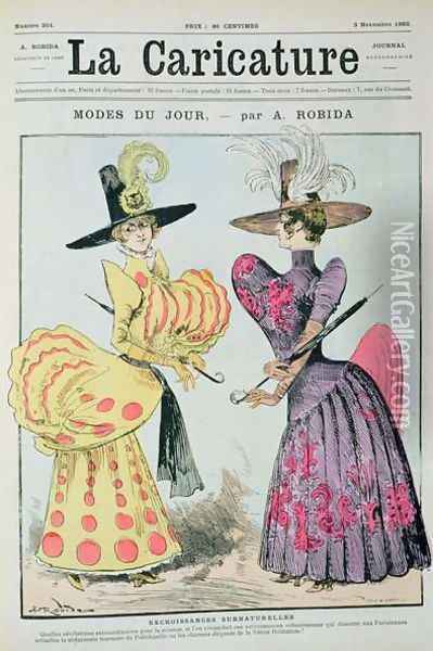 The Fashions of the Day, from La Caricature, 3rd November 1883 Oil Painting - Albert Robida