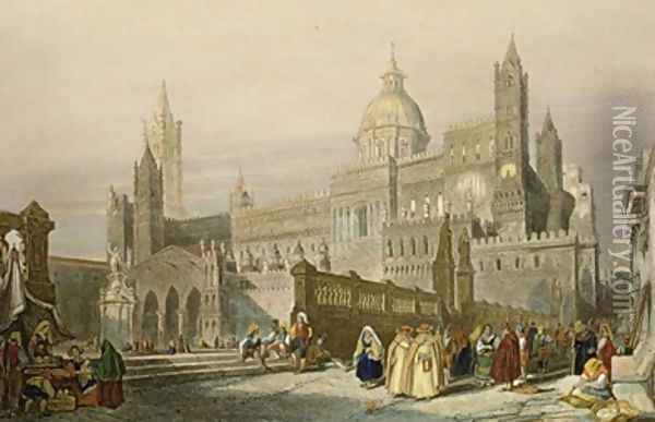 The Cathedral at Palermo Sicily Oil Painting - William Leighton Leitch