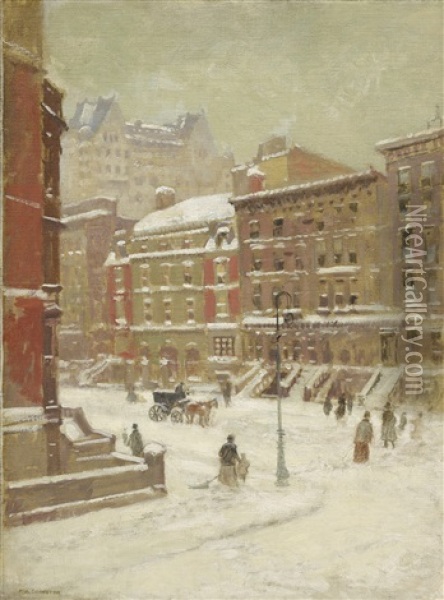 New York City Scene Oil Painting - Paul Cornoyer