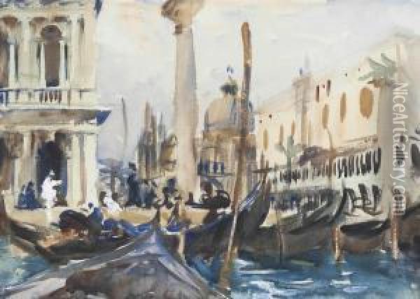 The Piazzetta With Gondolas Oil Painting - John Singer Sargent