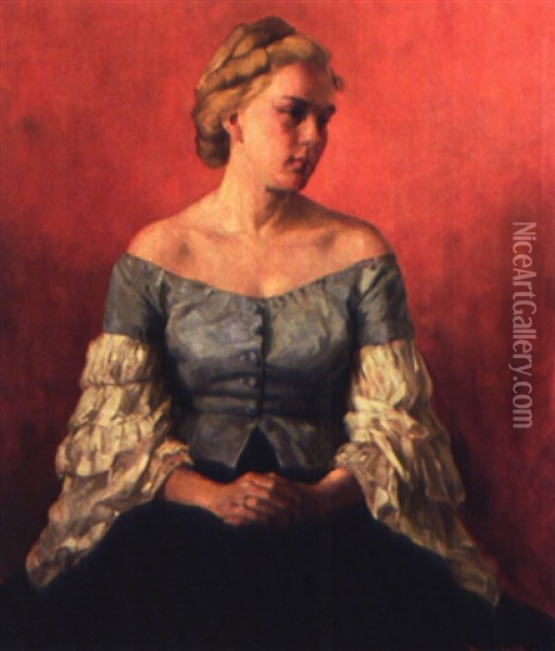 Damenportrait Oil Painting - Hans Bertle
