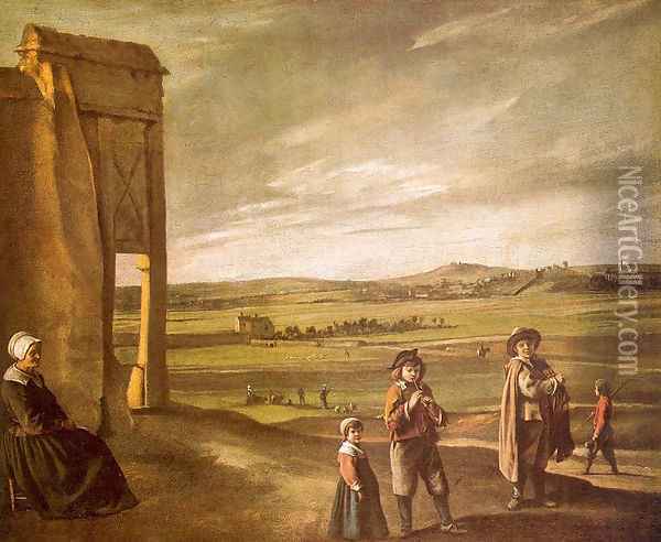 Landscape with Peasants 1640 Oil Painting - Le Nain Brothers
