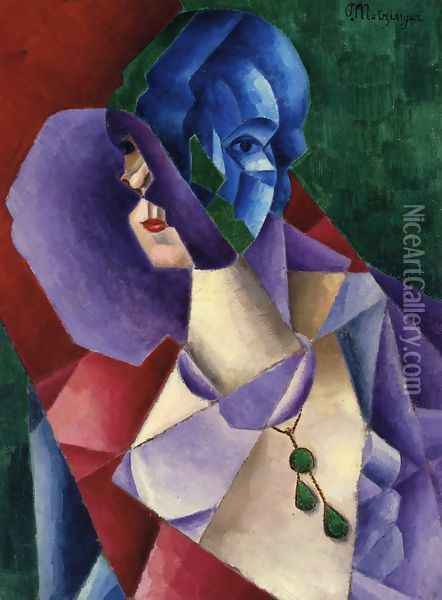 Woman's Head Oil Painting - Jean Metzinger