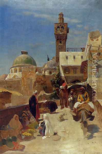 Orientalische Strassenszene Oil Painting - Gustave Bauernfeind