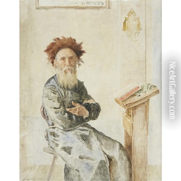 In The Synagogue Oil Painting - Isidor Kaufmann