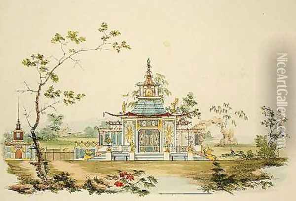 Design for a Chinese Temple Oil Painting - G. Landi