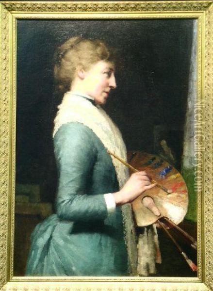 The Lady Artist Oil Painting - Charles Augustus C. Lasar