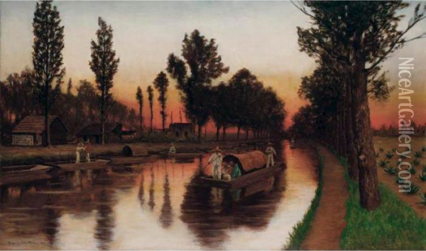 Canal De Santa Anita Oil Painting - August Lohr