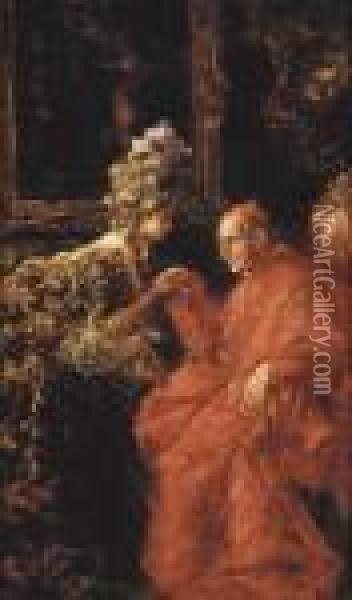The Cardinal's Visit Oil Painting - Juan Pablo Salinas Y Teruel