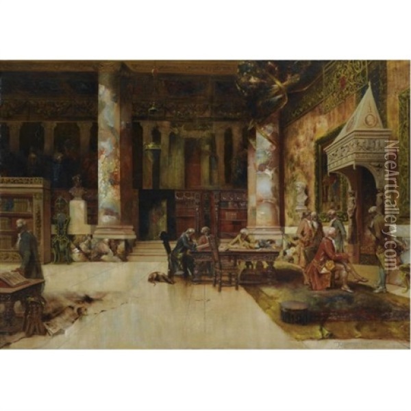 In The Library Oil Painting - Frank Le Brun Kirkpatrick
