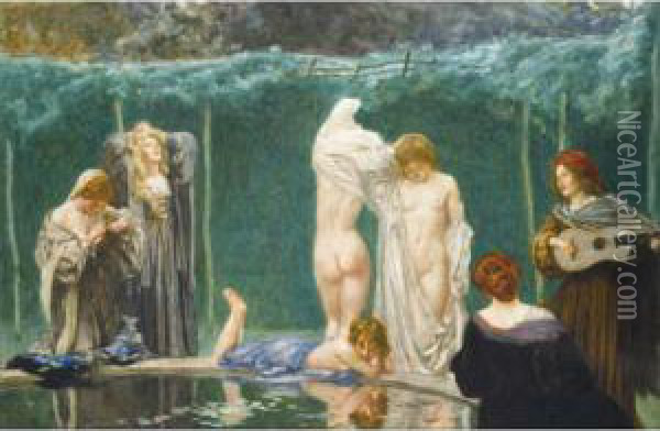 The Pool Oil Painting - Robert Anning Bell