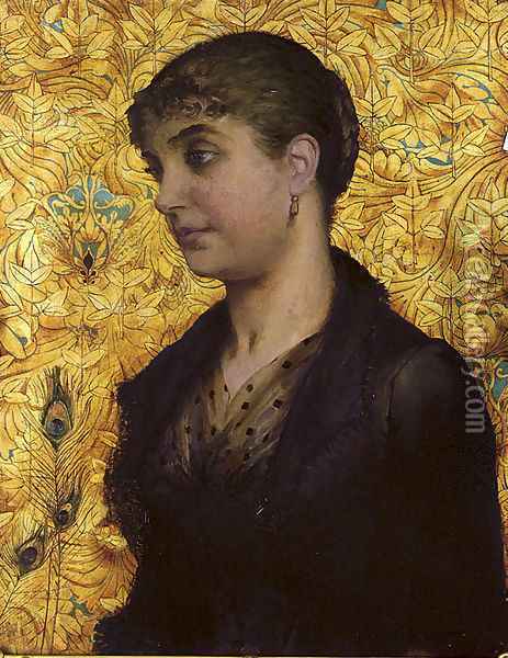 Portrait of a lady, bust-length, in a black dress Oil Painting - English School