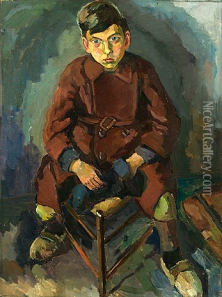 Sitzender Arbeiterjunge Oil Painting - Bernard Meninsky