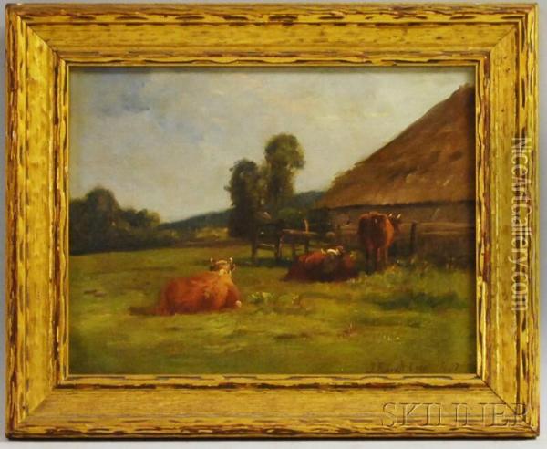 Cows In A Pasture Oil Painting - Joseph Foxcroft Cole