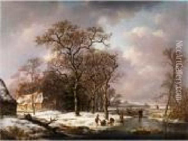 Winterlandschaft Oil Painting - Andreas Schelfhout