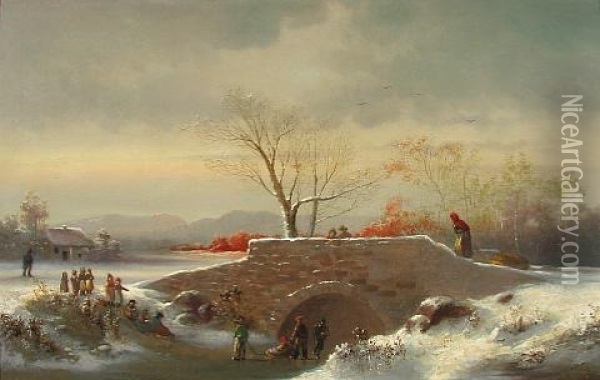 A Winter's Day Oil Painting - Cornelius David Krieghoff