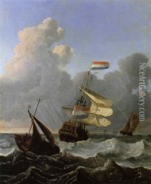 Niederlandische Schiffe Auf Bewegter See Oil Painting - Wigerus Vitringa