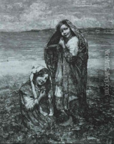 Two Girls On The Seashore Oil Painting - Edward Atkinson Hornel