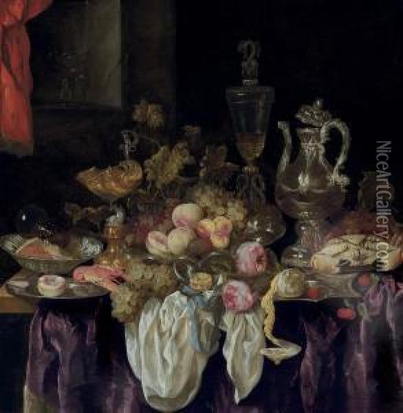 Pronk Still Life Of Bowls Of Fruit Oil Painting - Abraham Hendrickz Van Beyeren