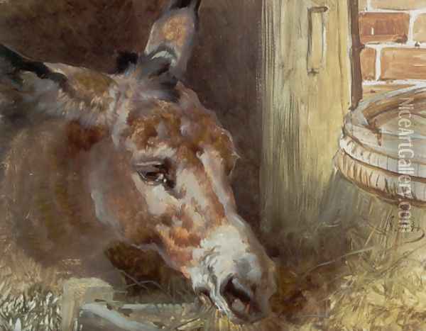 A Donkey Feeding Oil Painting - John Frederick Herring Snr