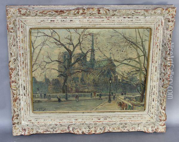 Notre Dame En Hiver Oil Painting - Gustave Madelain