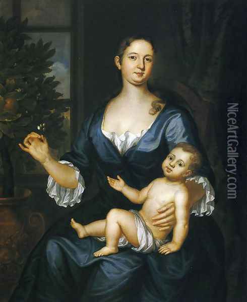 Mrs. Francis Brinley and Her Son Francis Oil Painting - John Smibert