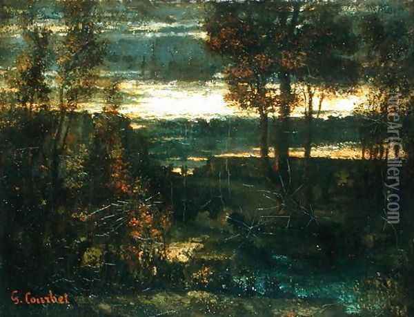 Evening Landscape Oil Painting - Gustave Courbet