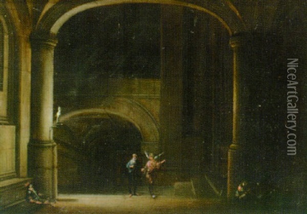 Church Interior With The Liberation Of Saint Peter Oil Painting - Hendrick van Steenwyck the Elder